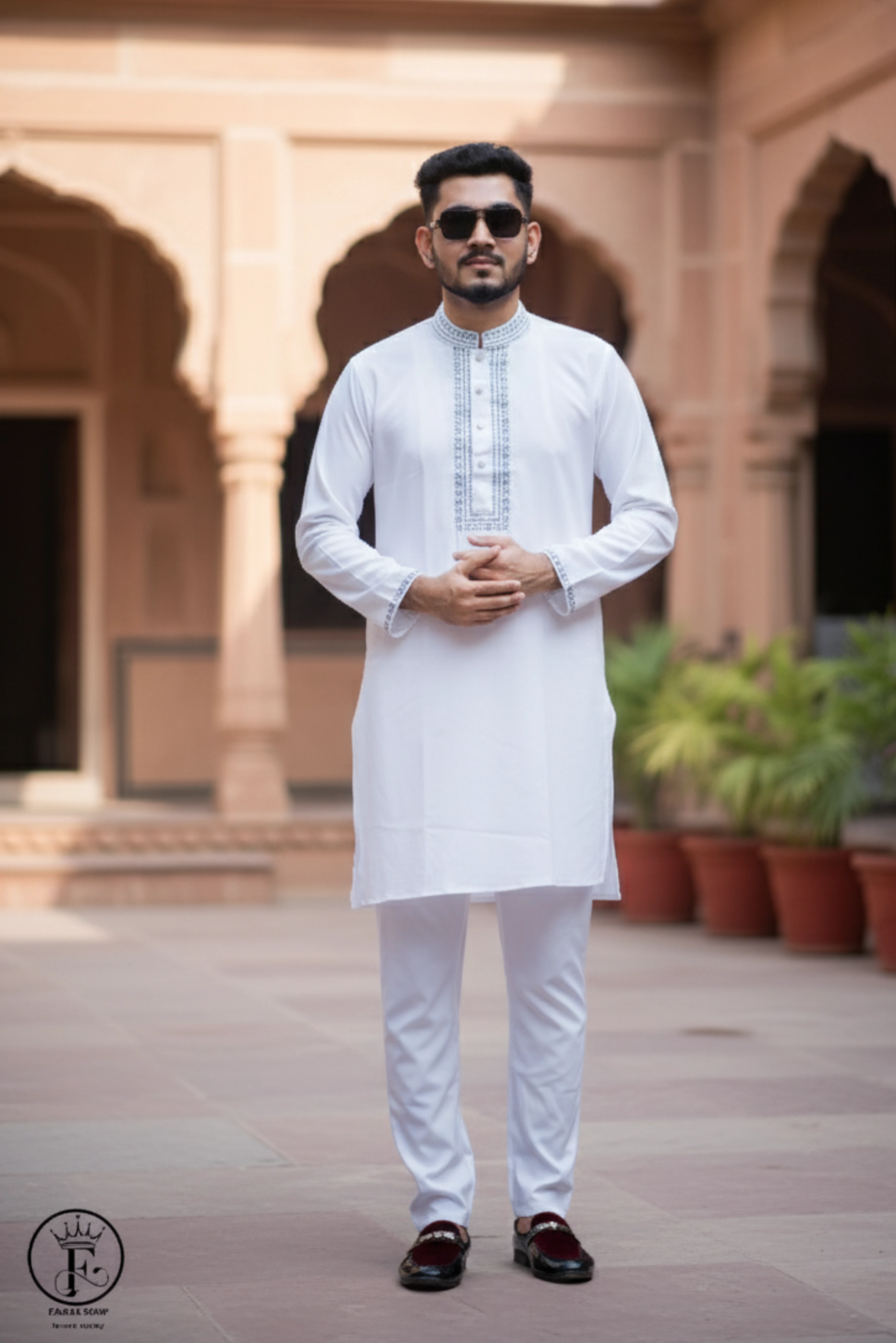 Zafran Silver Grace White Panjabi